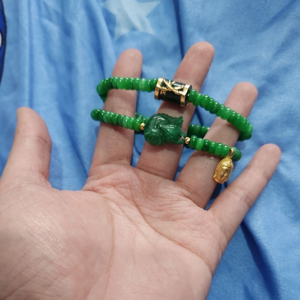 Natural jade double strands bracelet